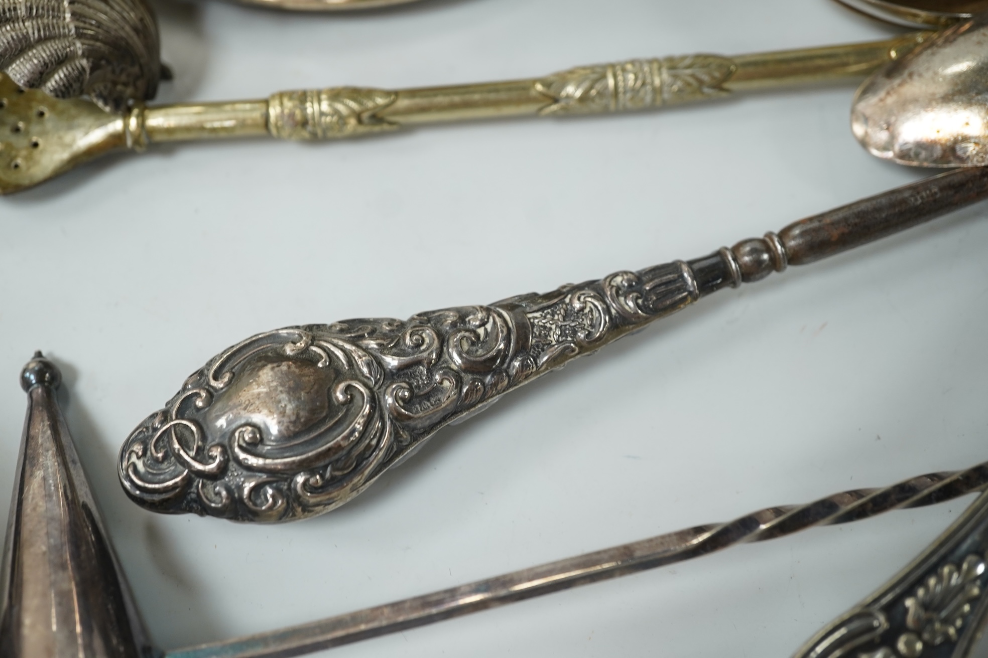A collection of various plated wares and small silver